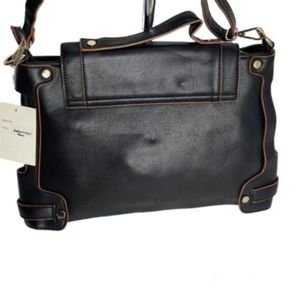Millie Bianco Black Faux Leather Crossbody Messenger Bag Joslyn - Picture 3 of 9